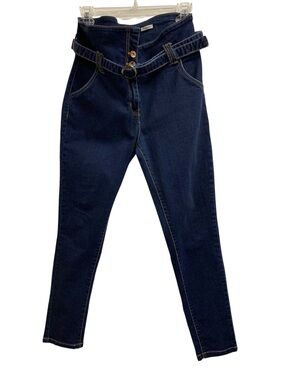 Play With Color High-Rise Dark Indigo Jeans with Removable Belt Size M
